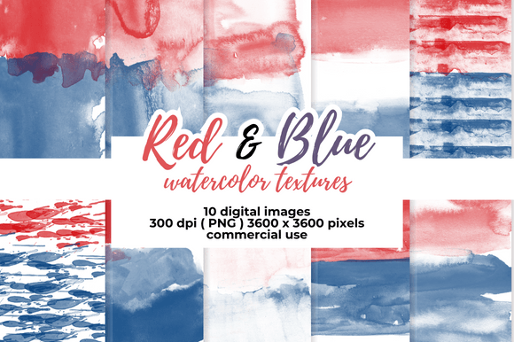 Download Red and Blue Watercolor Digital Papers - Blue Collection