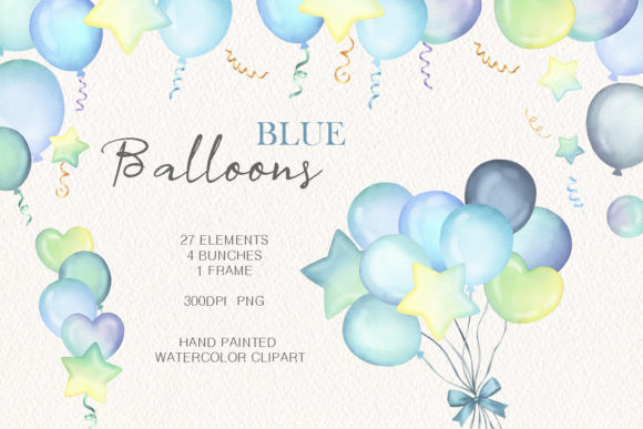Download Watercolor Blue Balloons Party Clipart - Blue Collection
