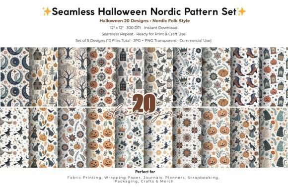 Download Nordic Halloween Folk Mix Set 20 Design - Halloween Collection