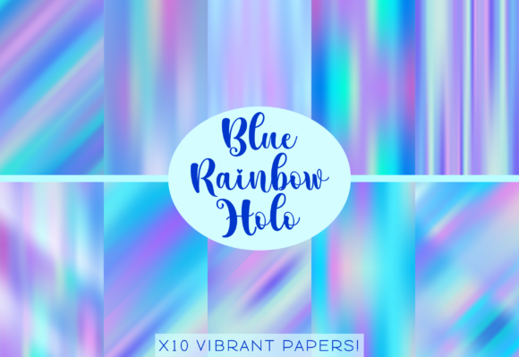 Download Bright Blue Rainbow Holographic Papers - Blue Collection