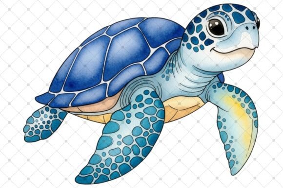 Download Swimming Blue Sea Turtle Illustration - Blue Collection