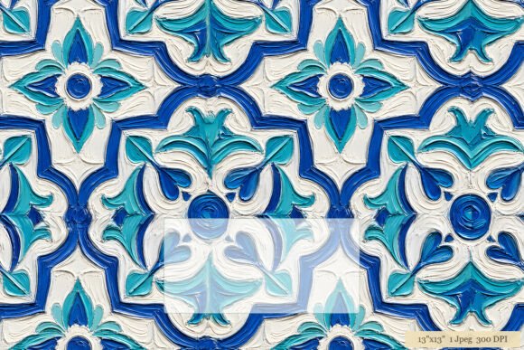 Download Blue Teal Majolica Tile Pattern Art - Blue Collection