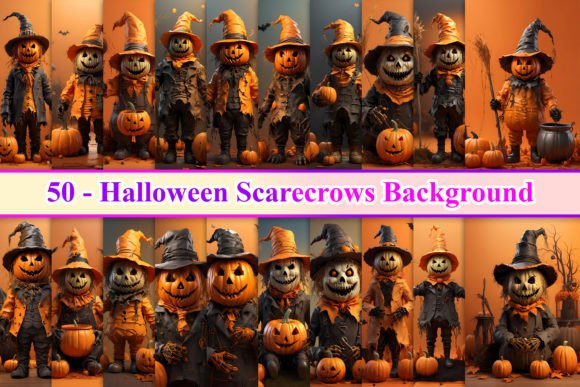 Download Halloween Scarecrows Background - Halloween Collection