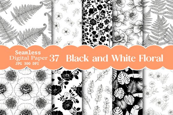 Download Black and White Seamless Floral Patterns - Seamless floral patterns Collection