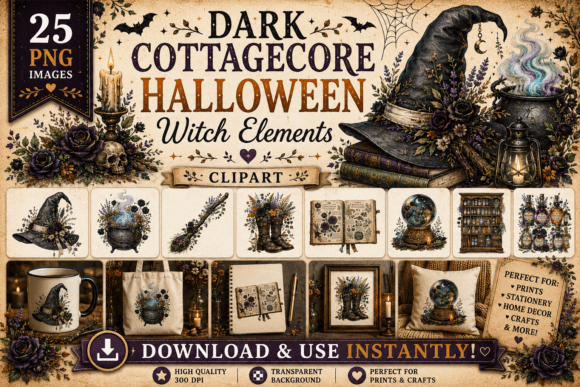 Download Dark Cottagecore Halloween Witch Element - Halloween Collection
