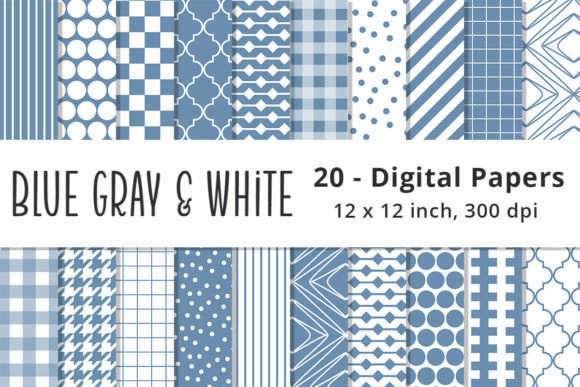 Download Blue Gray and White Scrapbook Papers - Blue Collection