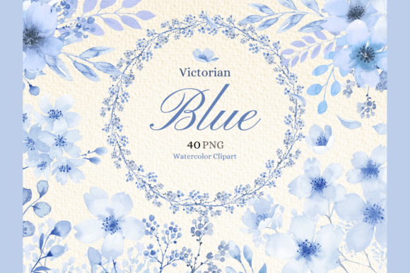 Download Watercolor Blue Cherry Blossom Elements - Blue Collection