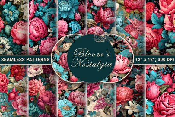 Download Retro Blooms: Seamless Floral Patterns - Seamless floral patterns Collection