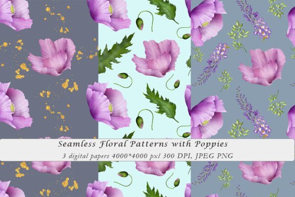 Download Seamless Floral Patterns with Poppies - Seamless floral patterns Collection