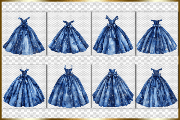 Download 8 PNG Midnight Blue Princess Dresses - Blue Collection