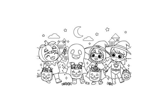 Download Halloween Kids Trick or Treat Vector Ill - Halloween Collection