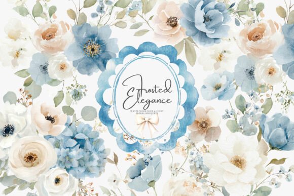Download Watercolor Blue Flowers Clipart Set - Blue Collection