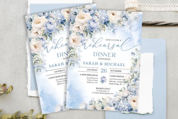Download Winter Dusty Blue and Ivory Flowers - Blue Collection
