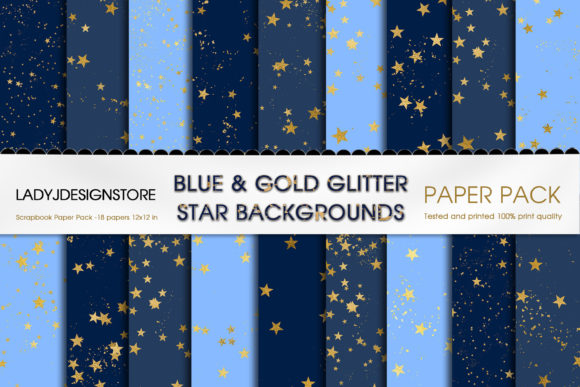 Download Blue and Gold Stars Seamless Background - Blue Collection