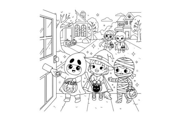 Download Halloween Kids Trick or Treat Vector Ill - Halloween Collection