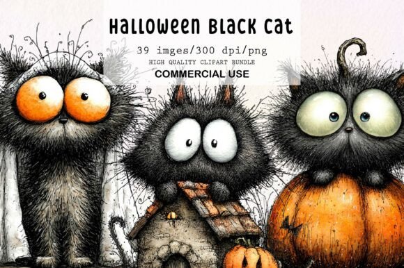 Download Halloween Black Cat Quirky Clipart - Halloween Collection