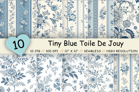 Download Tiny Blue Toile De Jouy Seamless Pattern - Blue Collection